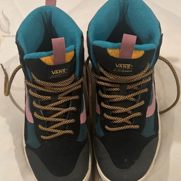 Vans Women's Black and Teal High-Top Sneakers - Picture 2 of 7